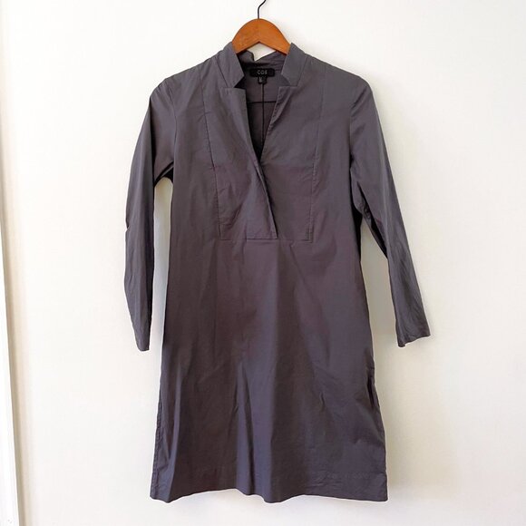 COS Grey Lapel Neck Dress, Size 6 - Picture 3 of 6